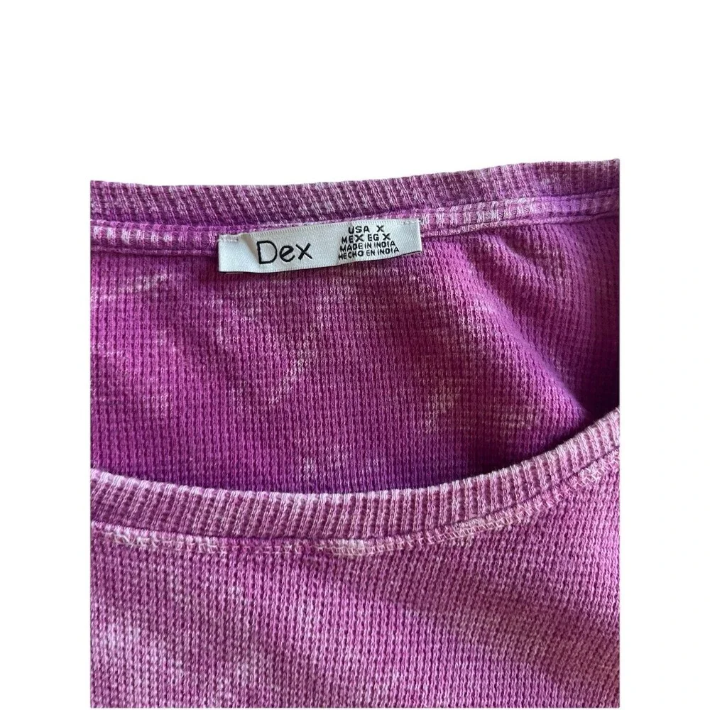 Dex (dia) Waffle Knit 3/4 Sleeve Top Size X Purple Casual